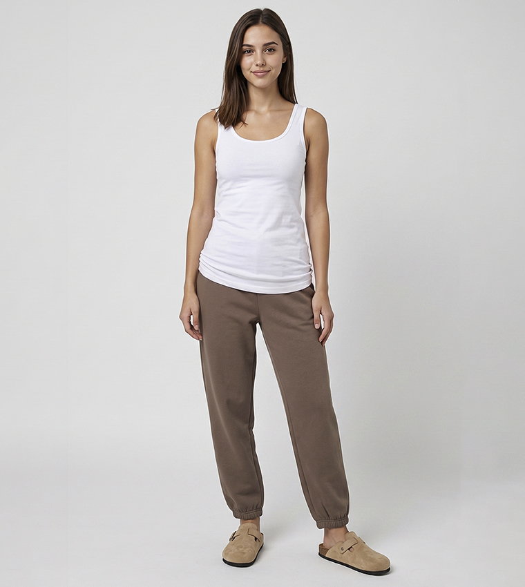 R&B  Sleeveless Tops - White Sleeveless Tops