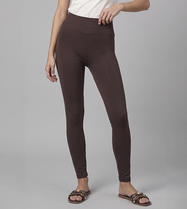 Solid Seamless Leggings With Elastic Waist