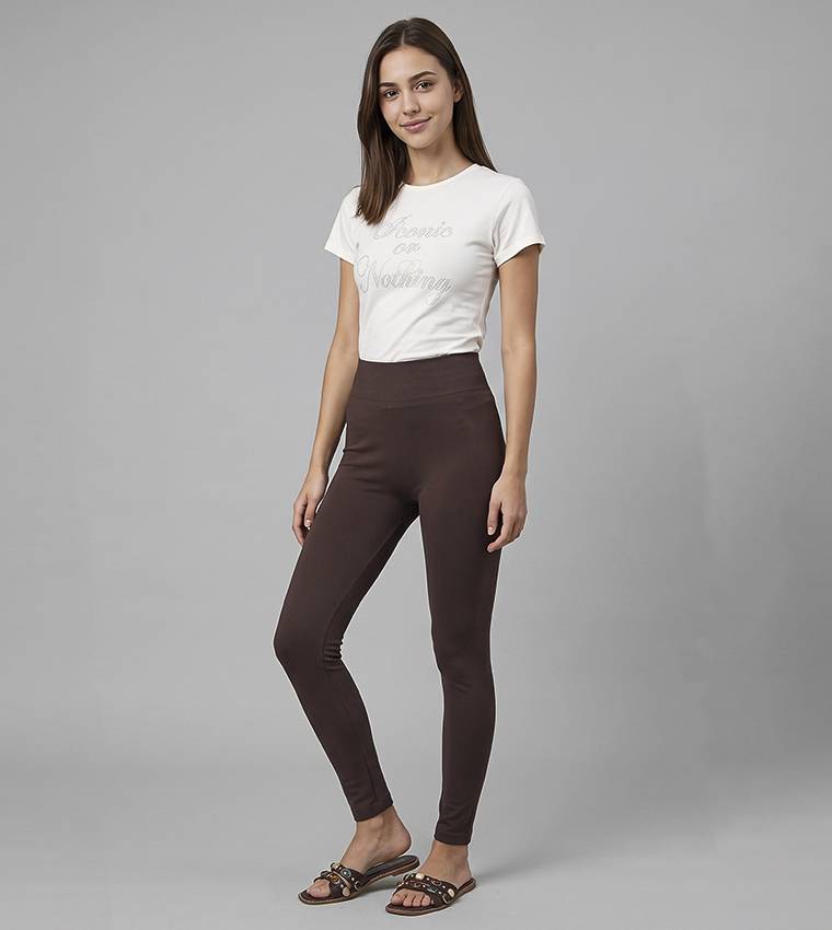 Solid Seamless Leggings With Elastic Waist