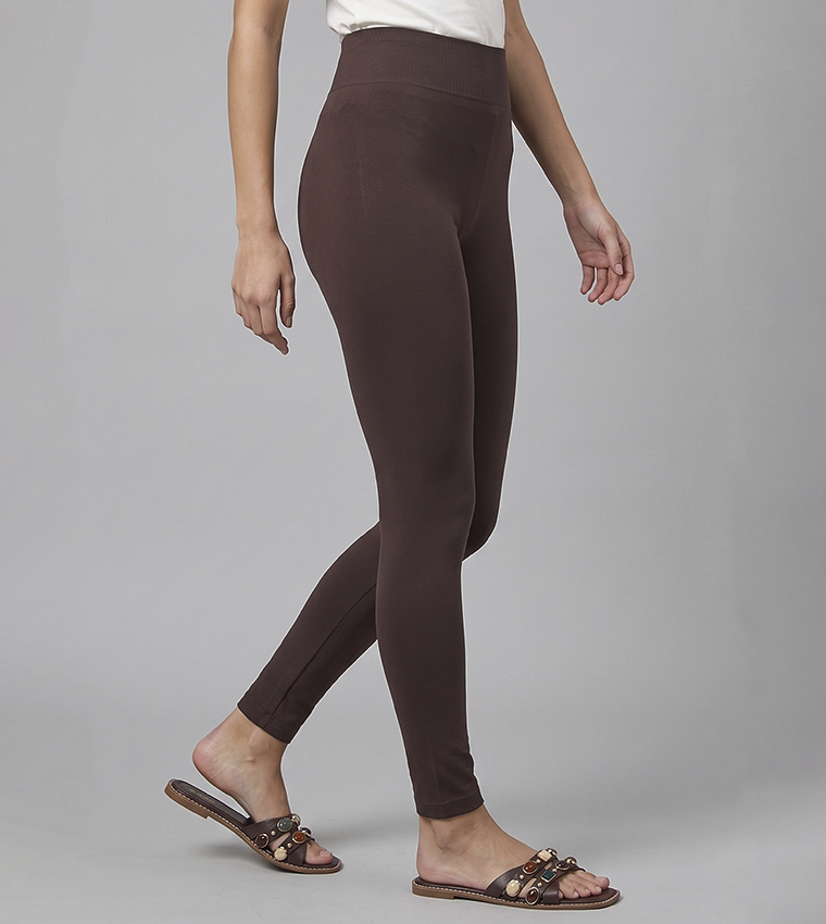 Solid Seamless Leggings With Elastic Waist