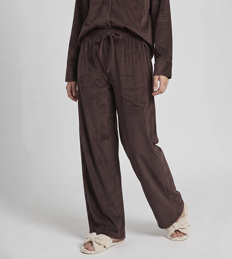 Solid Lapel Collar Pyjama Set