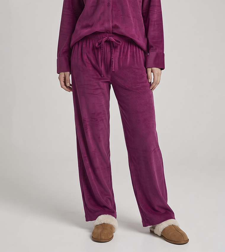 Solid Lapel Collar Pyjama Set