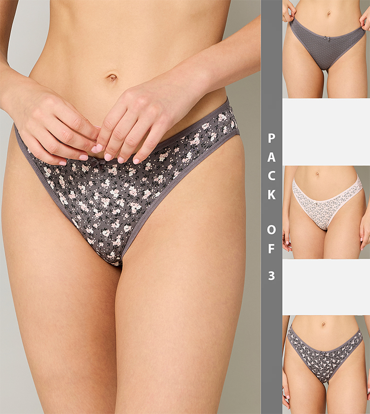 3 Pack Printed Bikini Briefs