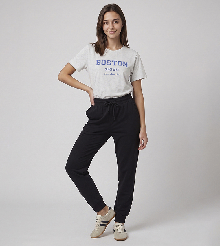 Solid Joggers with Drawstring Waist