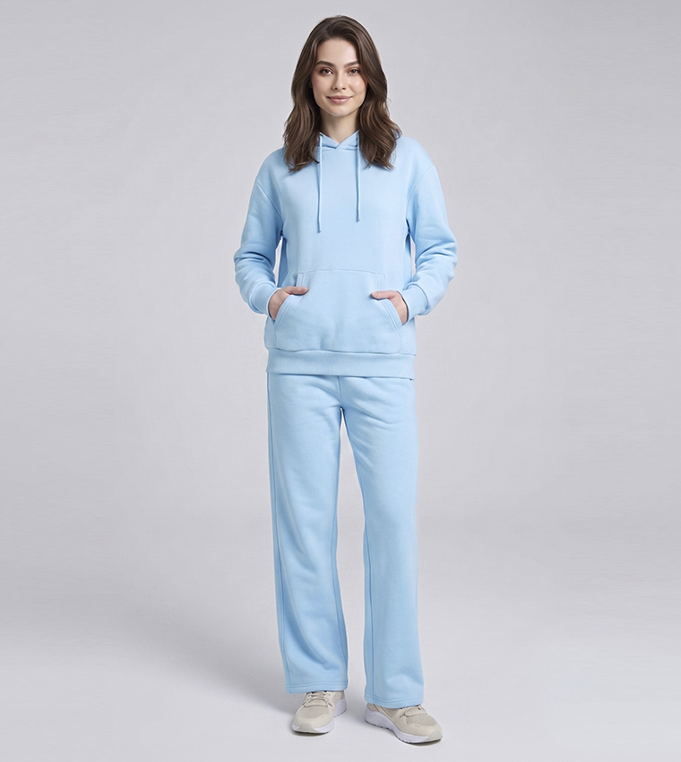 Solid Hoodie with Long Sleeves