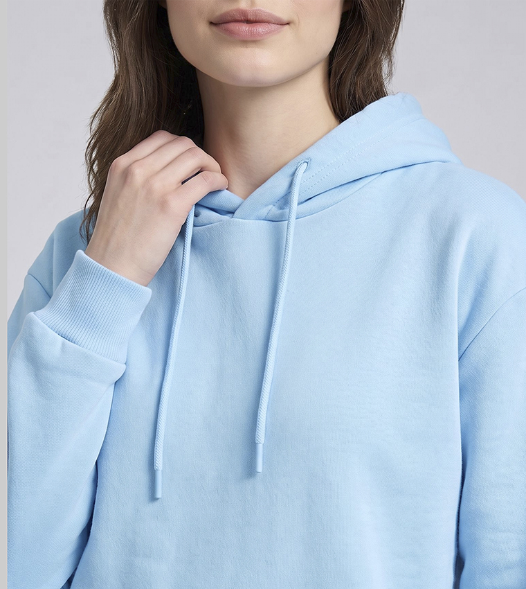 Solid Hoodie with Long Sleeves