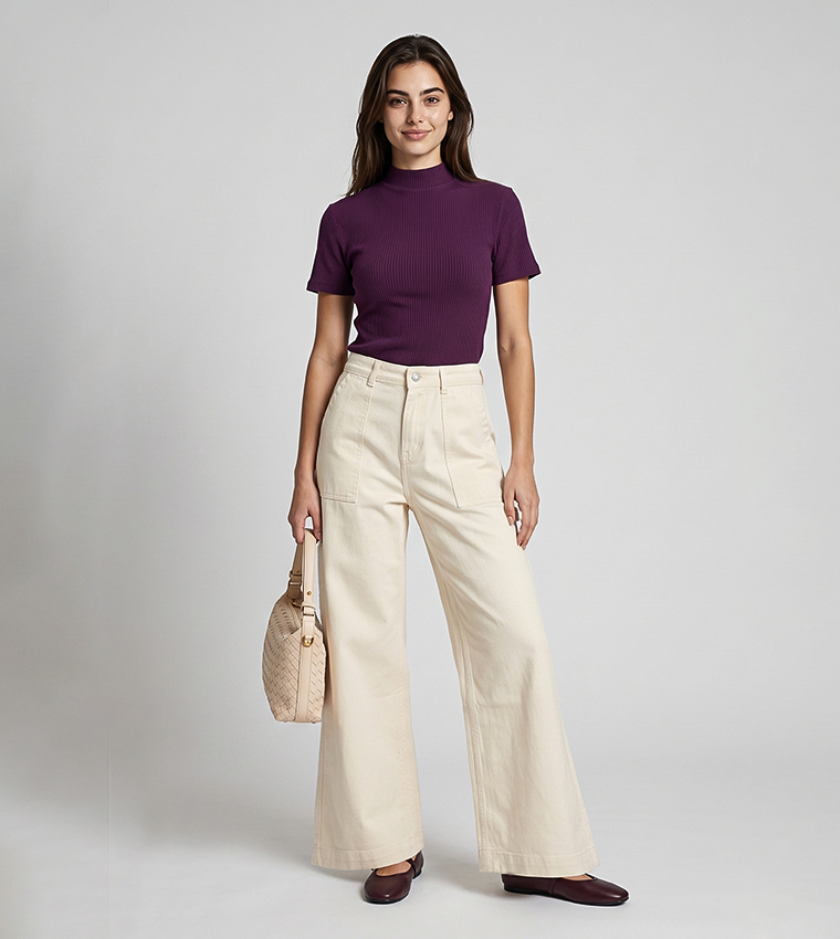 Solid Carpenter Fit Jeans with Button Closure