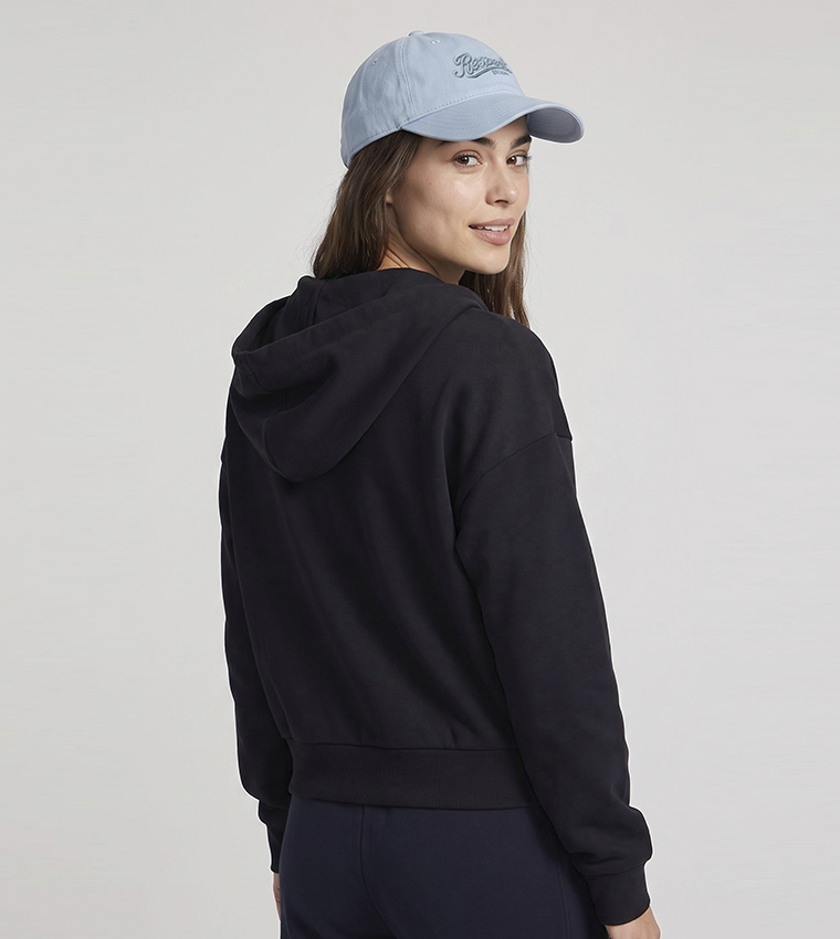 Solid Hooded Jacket with Zipper Closure