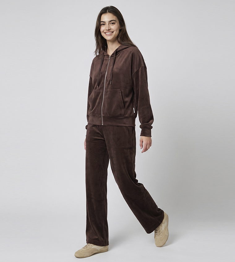 Solid Straight Fit Pants with Drawstring Waist