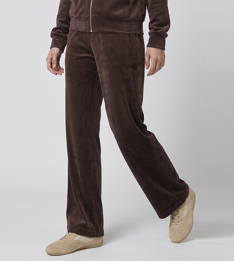 Solid Straight Fit Pants with Drawstring Waist