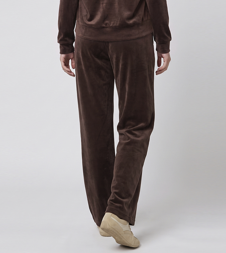 Solid Straight Fit Pants with Drawstring Waist