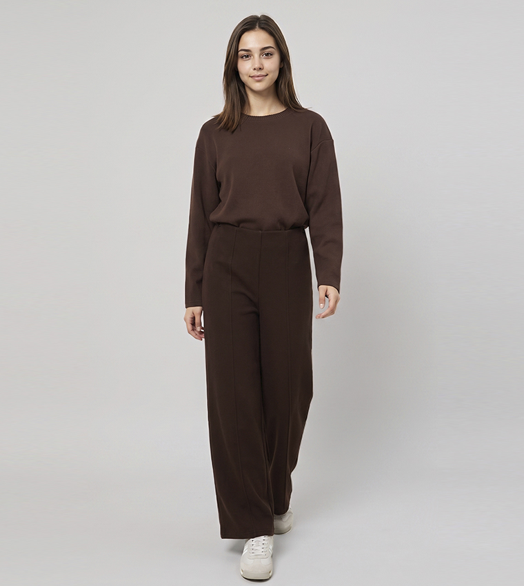 Solid Wide Leg Trousers