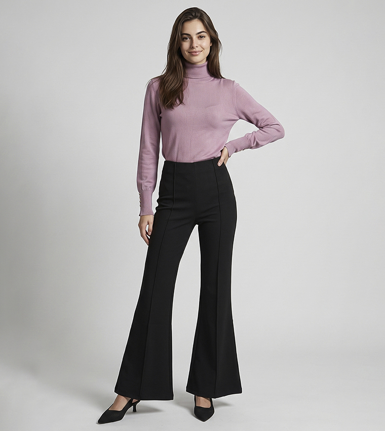 Solid Flared Trousers