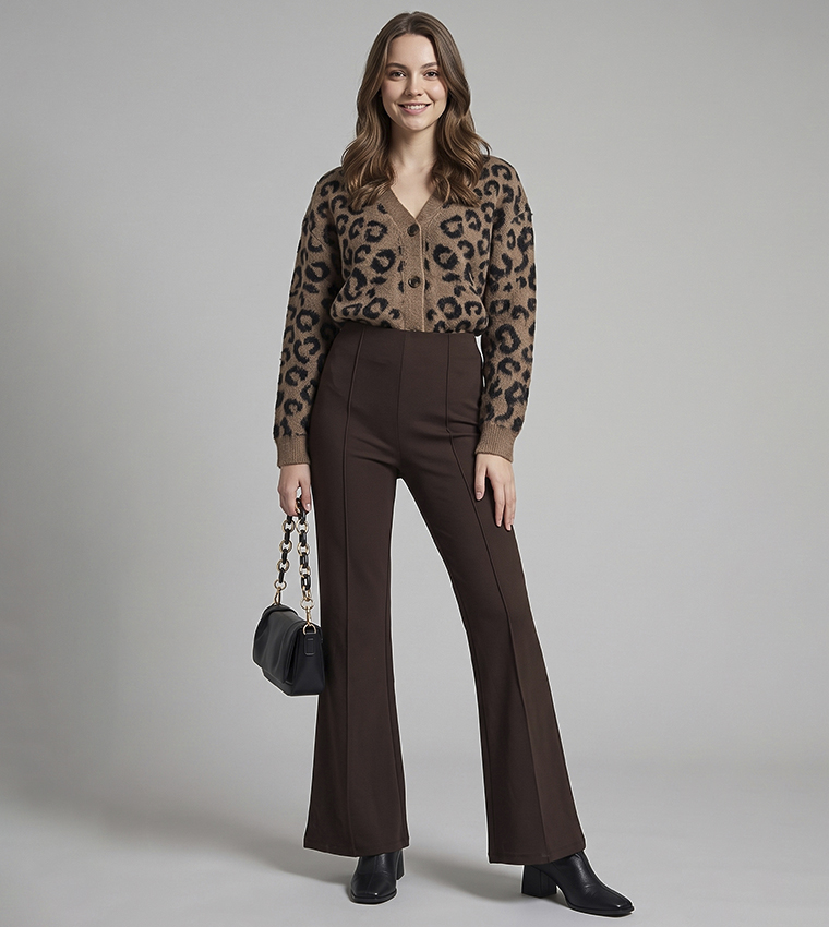 Solid Flared Trousers