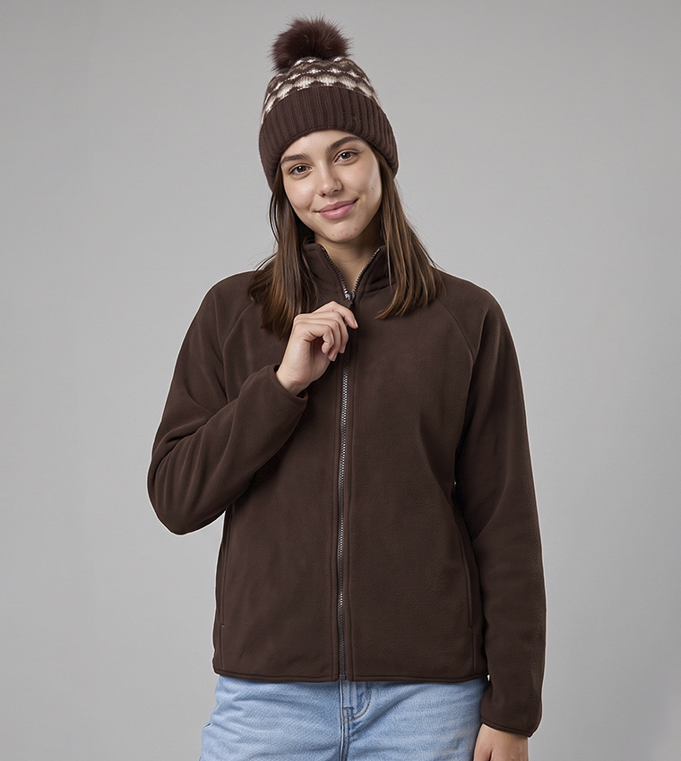 Solid Casual Jacket with Zipper Closure