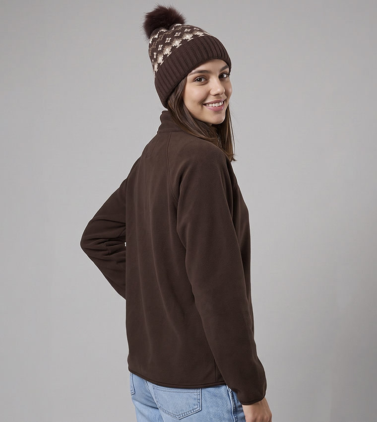 Solid Casual Jacket with Zipper Closure