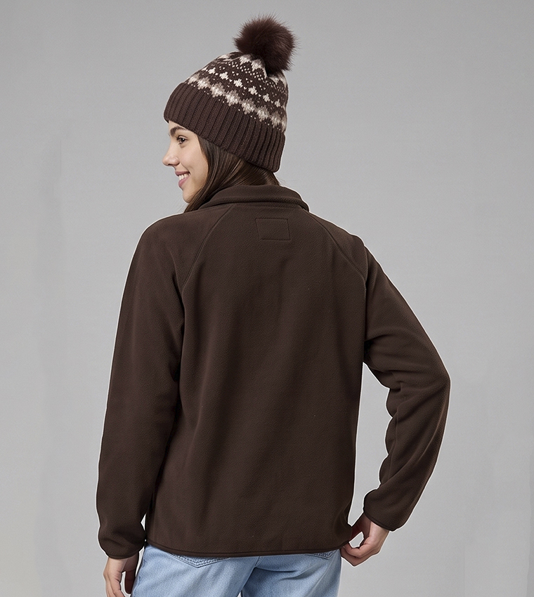 Solid Casual Jacket with Zipper Closure