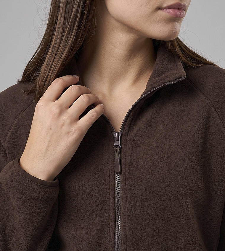 Solid Casual Jacket with Zipper Closure