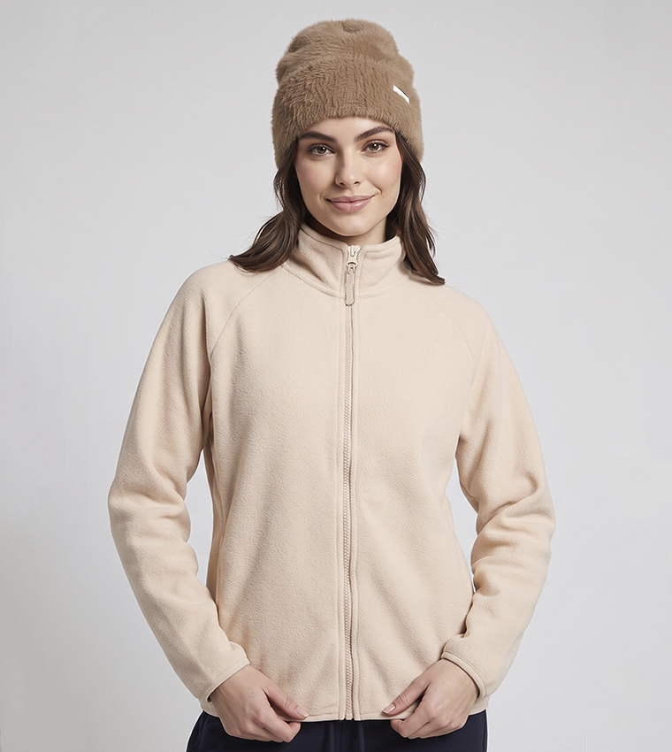 Solid Casual Jacket with Zipper Closure