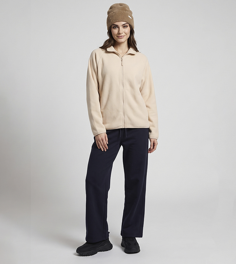Solid Casual Jacket with Zipper Closure