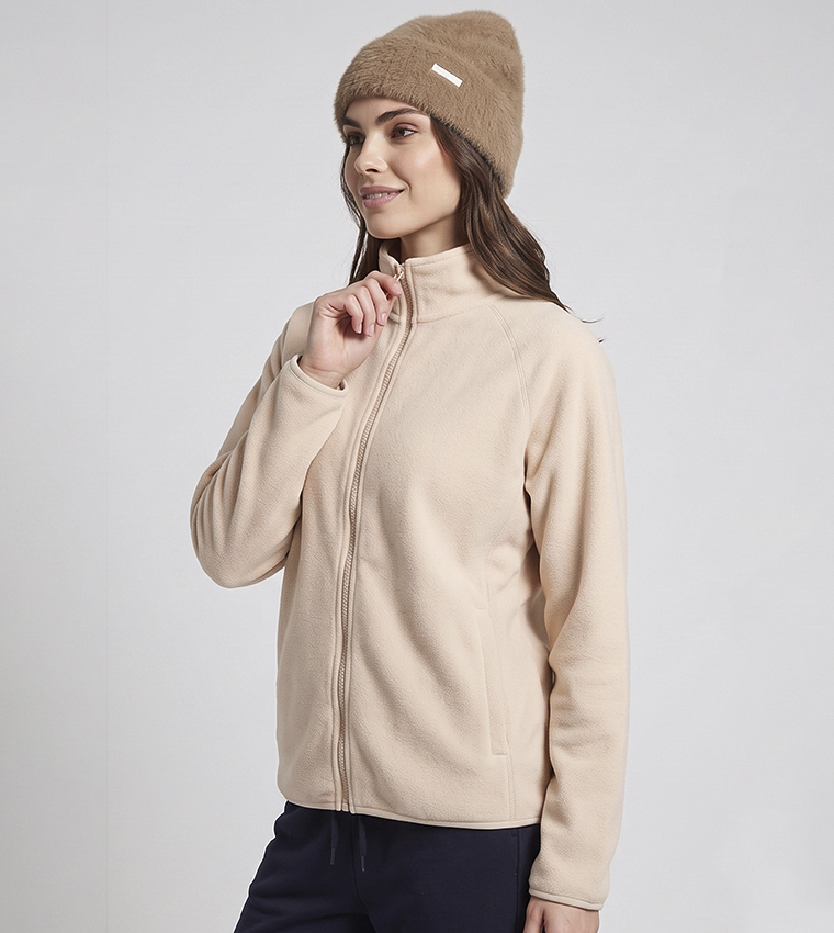 Solid Casual Jacket with Zipper Closure