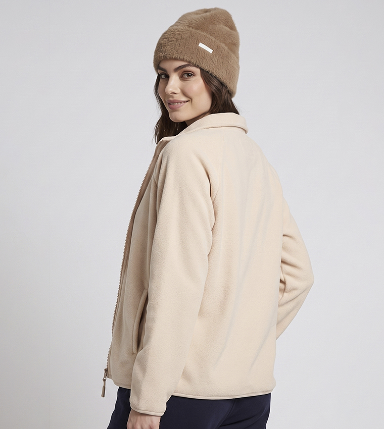 Solid Casual Jacket with Zipper Closure