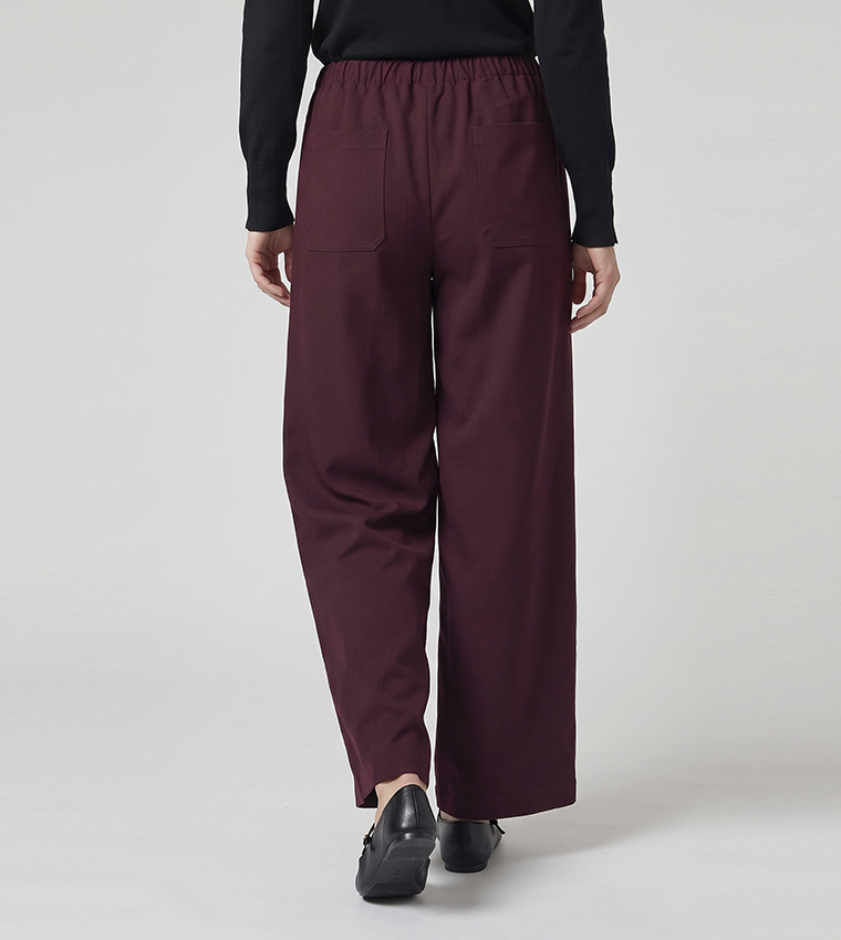 Solid Wide Leg Pants with Drawstring Waist