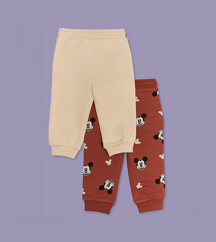2 Pack Mickey Mouse Print Pants with Drawstring Waist