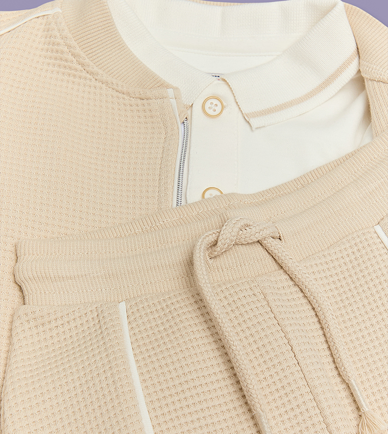 Textured Jacket and Pant Set