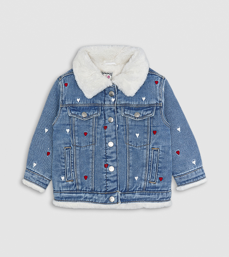 Washed Denim Jacket with Button Closure