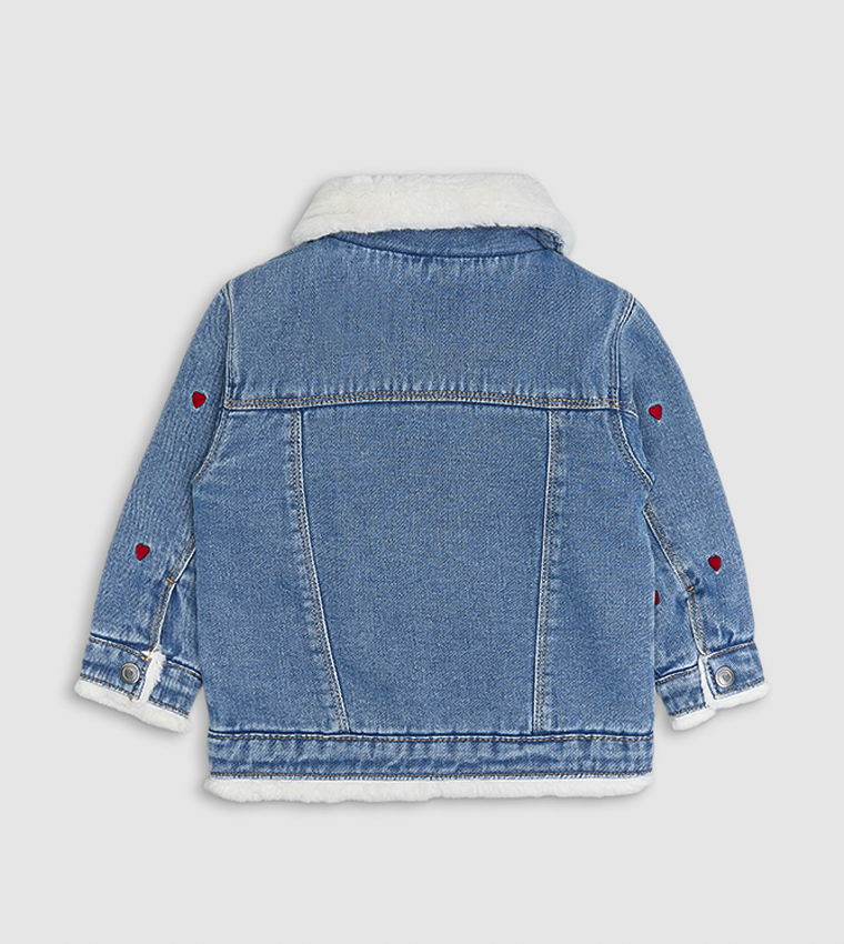 Washed Denim Jacket with Button Closure