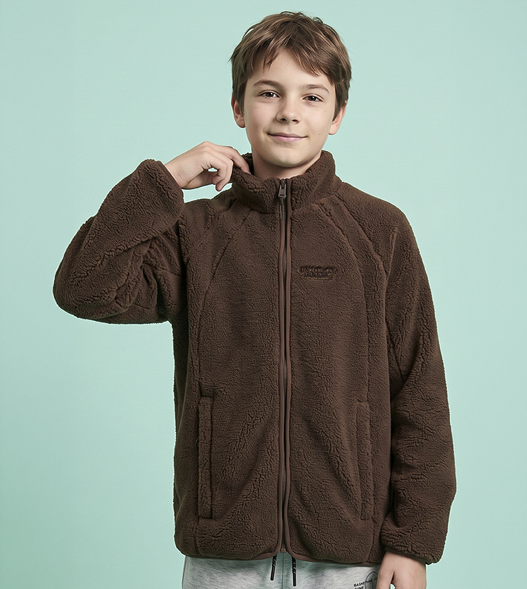 Solid Jacket with Zipper Closure