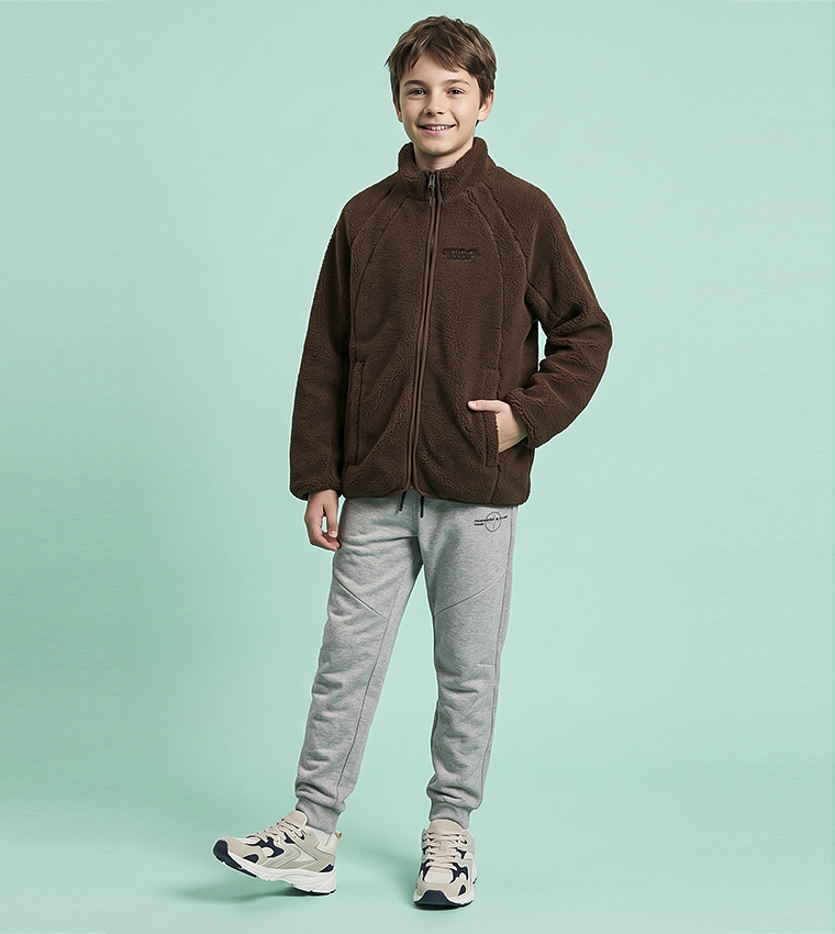 Solid Jacket with Zipper Closure