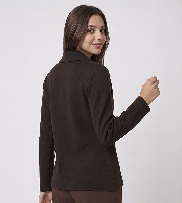 Textured Knitted Wrap Jacket