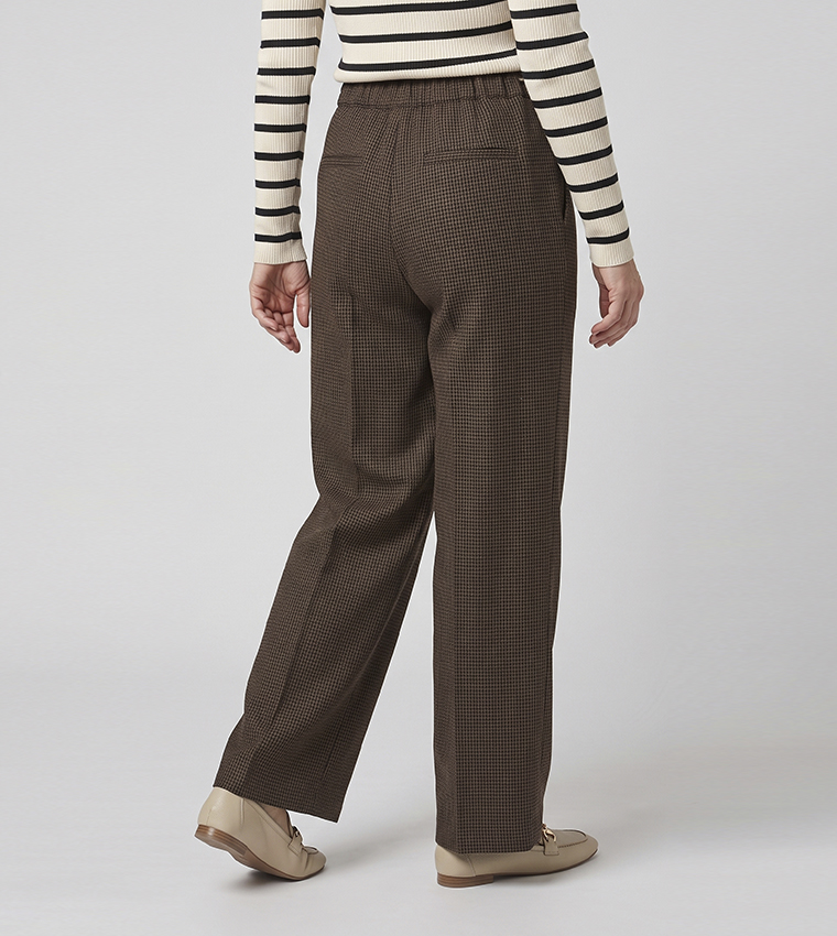 Solid Wide Leg Trousers with Button Closure
