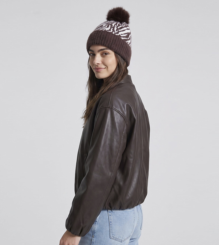 Solid Bomber Jacket with Zipper Closure