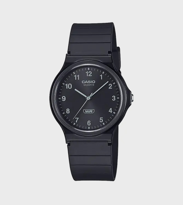 Black Dial Resin Strap Analog Watch