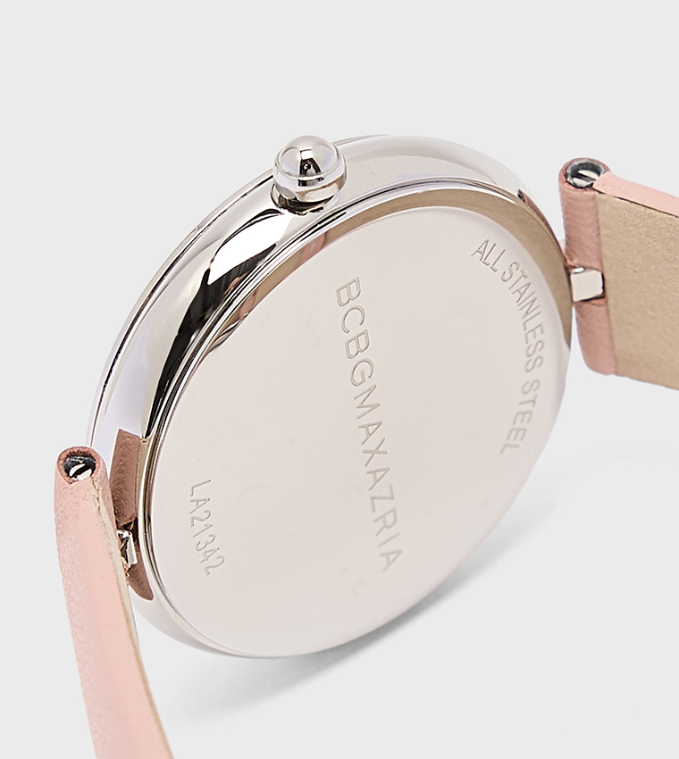 Pink Dial PU Strap Analog Watch