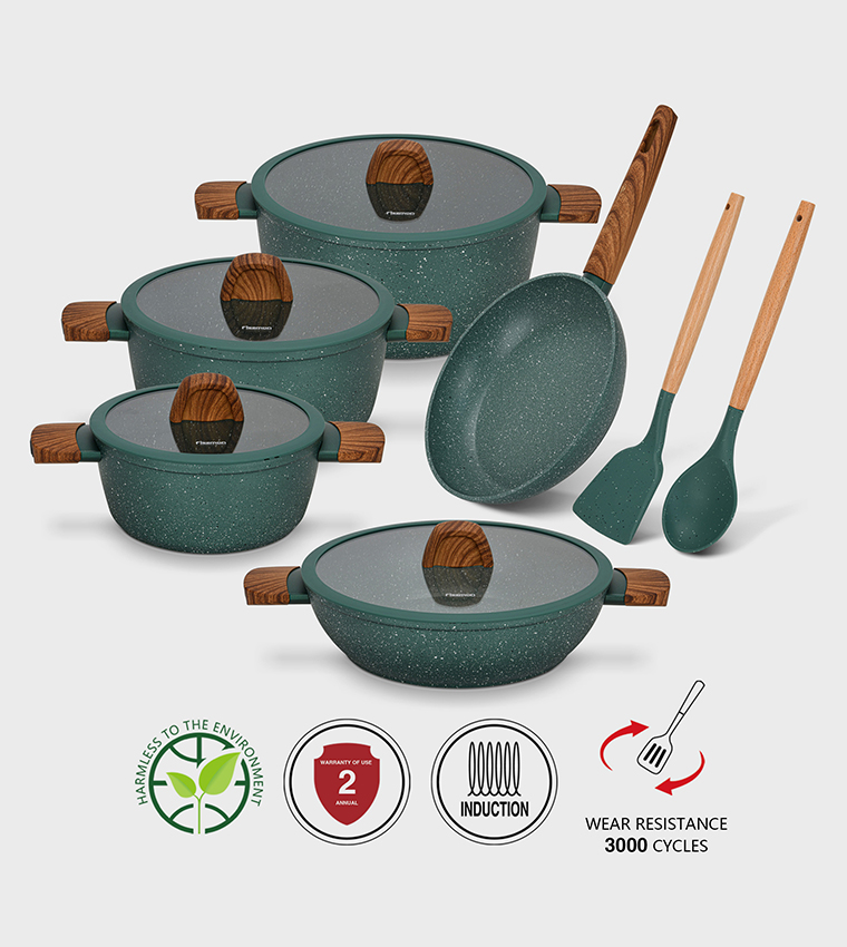 11-Piece Falak Aluminum Cookware Set with Non-Stick Coating