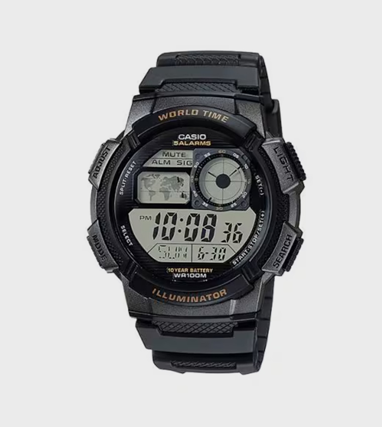 Black Dial Resin Strap Digital Watch