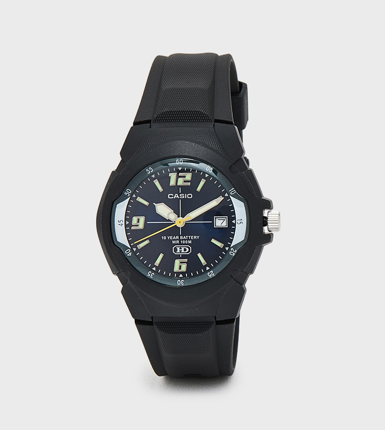 Navy Dial Resin Strap Analog Watch