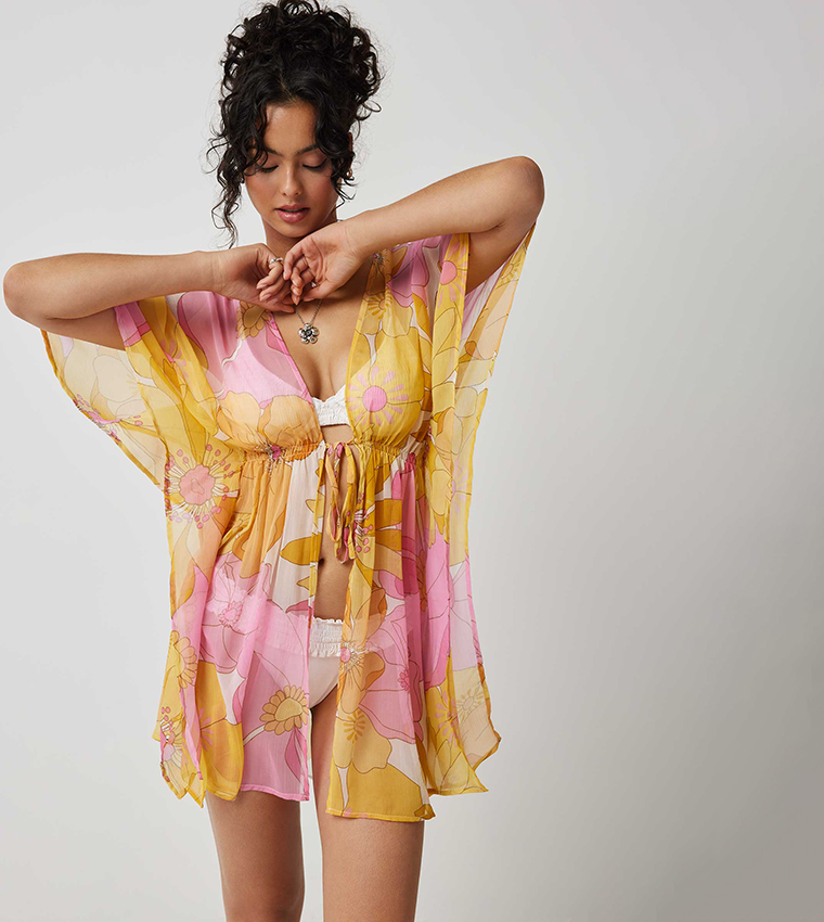 Floral Printed Beach Cover-Up