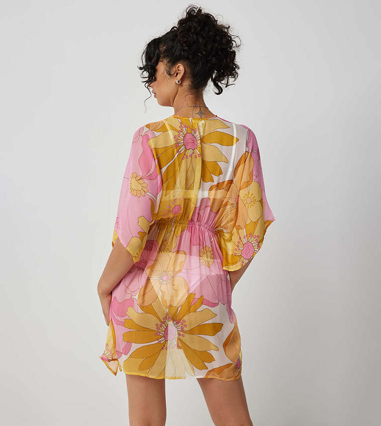 Floral Printed Beach Cover-Up