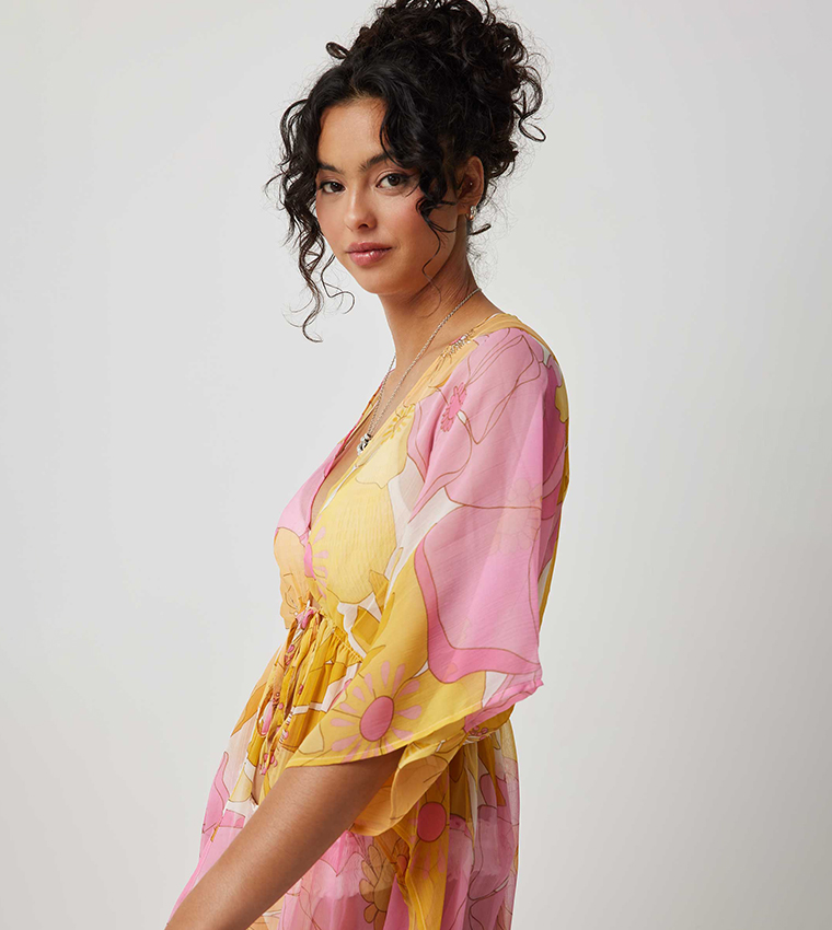 Floral Printed Beach Cover-Up
