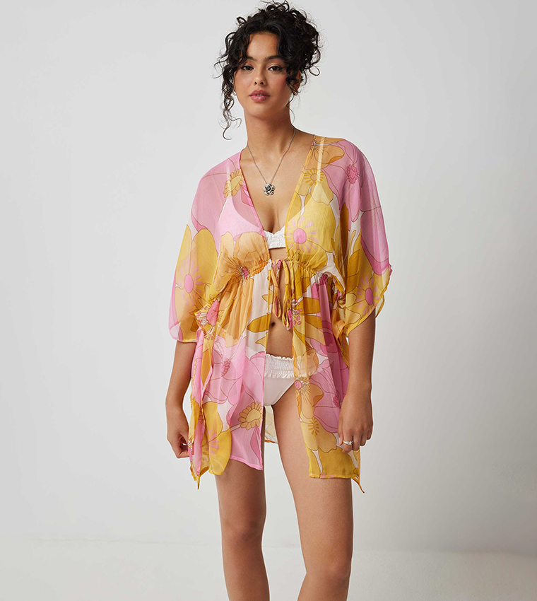 Floral Printed Beach Cover-Up