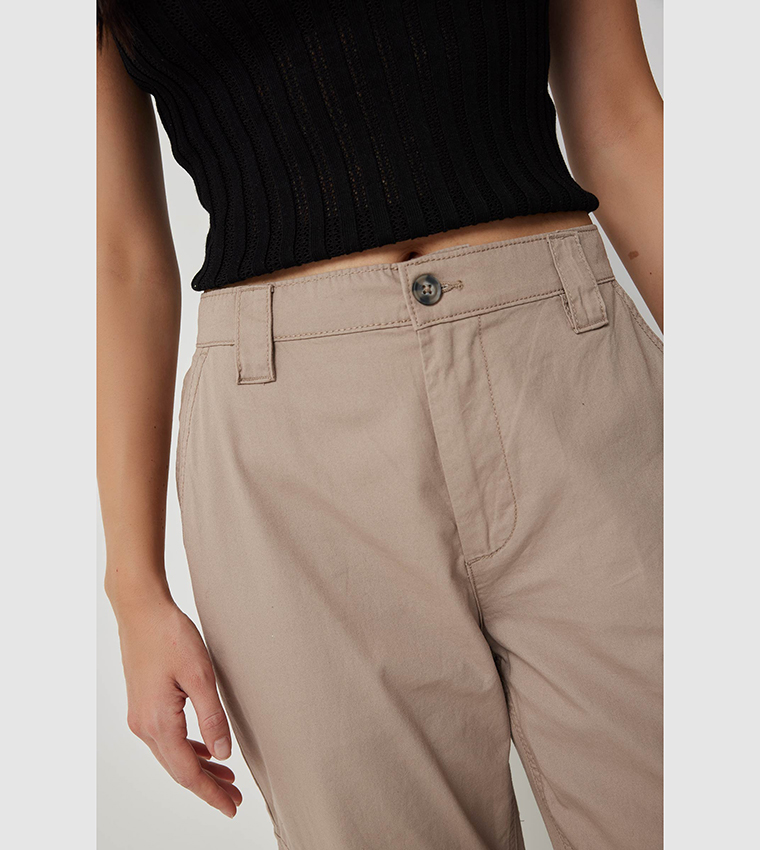 High Rise Straight Leg Cargo Pants