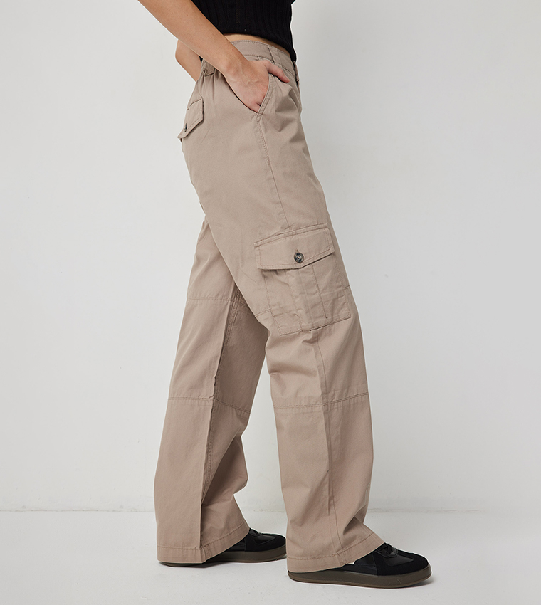 High Rise Straight Leg Cargo Pants