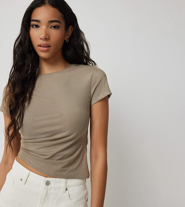 Asymmetric Ruched Side T-Shirt