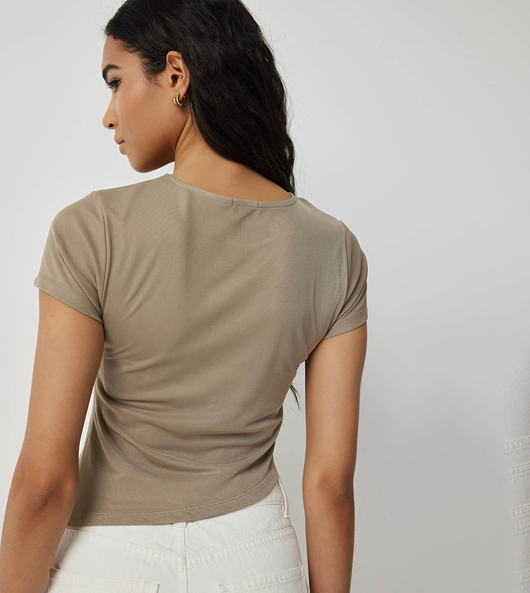 Asymmetric Ruched Side T-Shirt