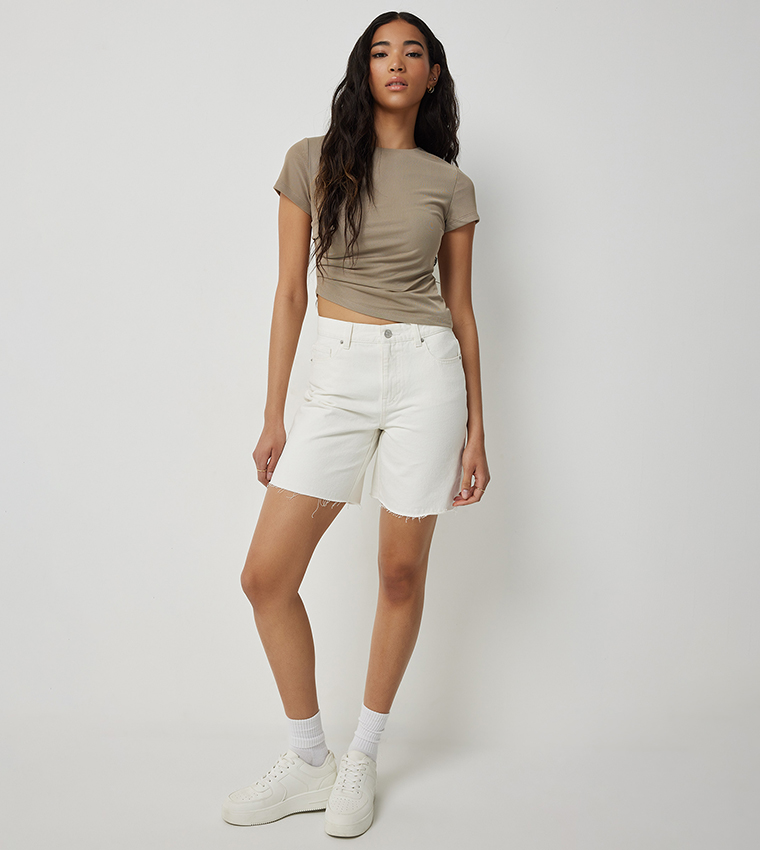 Asymmetric Ruched Side T-Shirt